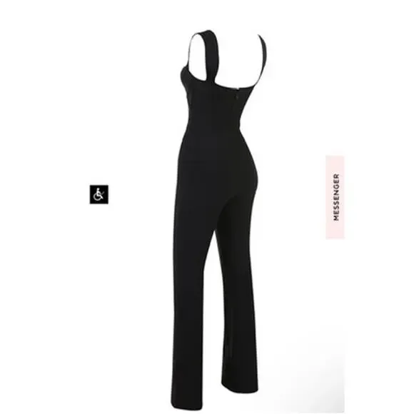 House of Cb Yasmeen Black Bandage Jumpsuit Size S Small - Picture 2 of 7
